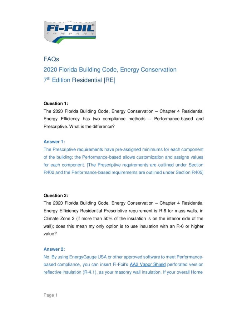 Florida Residential Building Code 2020 – FAQs