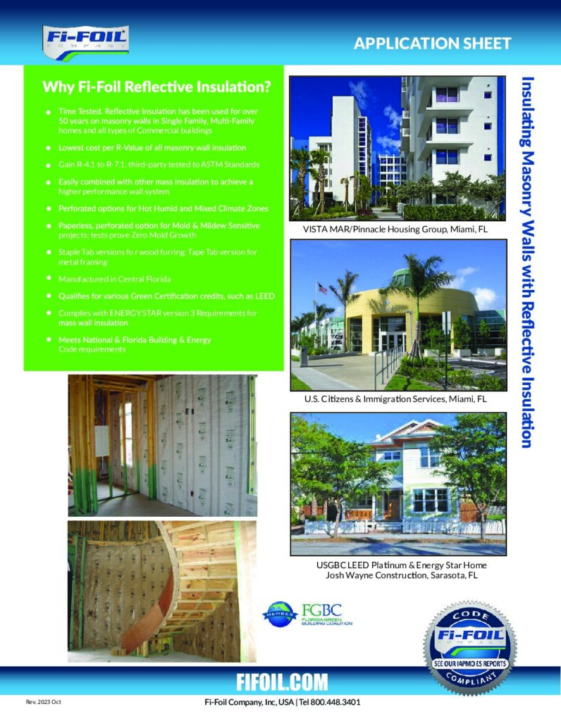 Masonry Wall Application Sheet