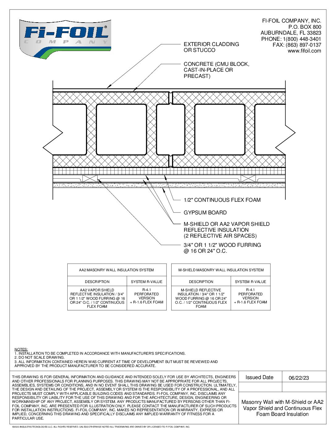 Masonry Wall with M-Shield® or AA2 Shield™ and Continuous Flex Foam Board Insulation [PDF]