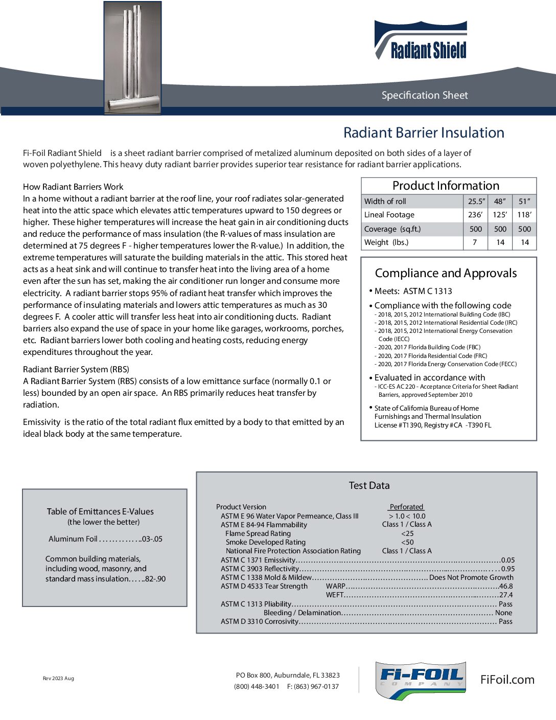 Radiant Shield™ Specification Sheet