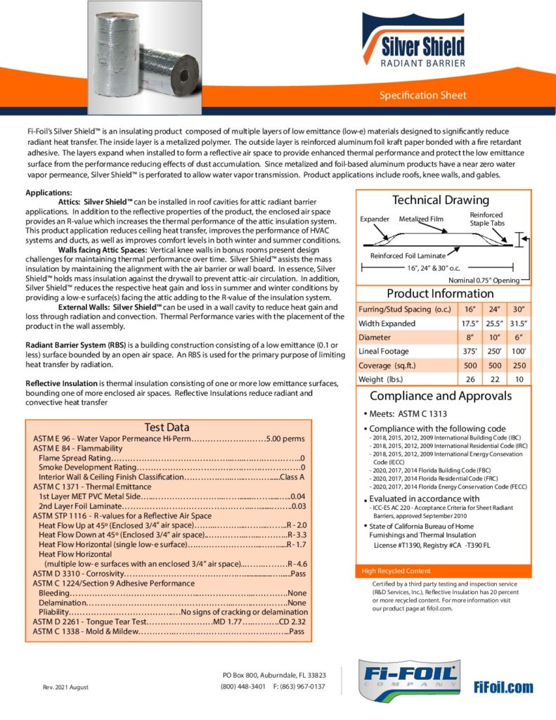 Silver Shield™ Specification Sheet