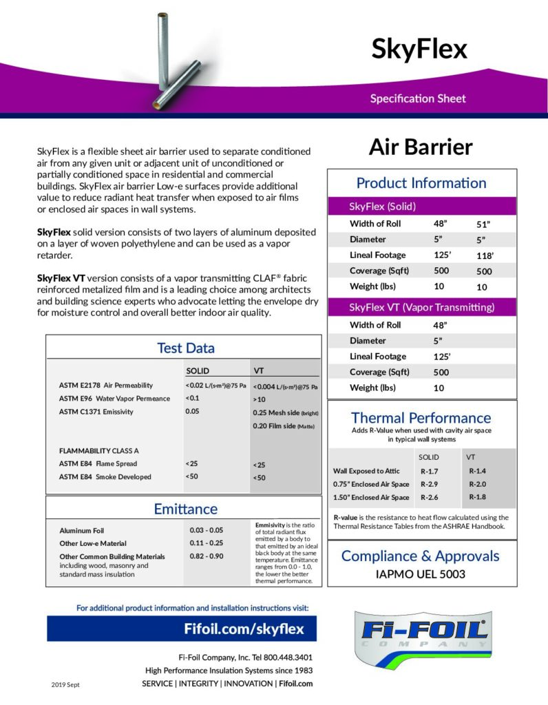 Skyflex™ Specification Sheet