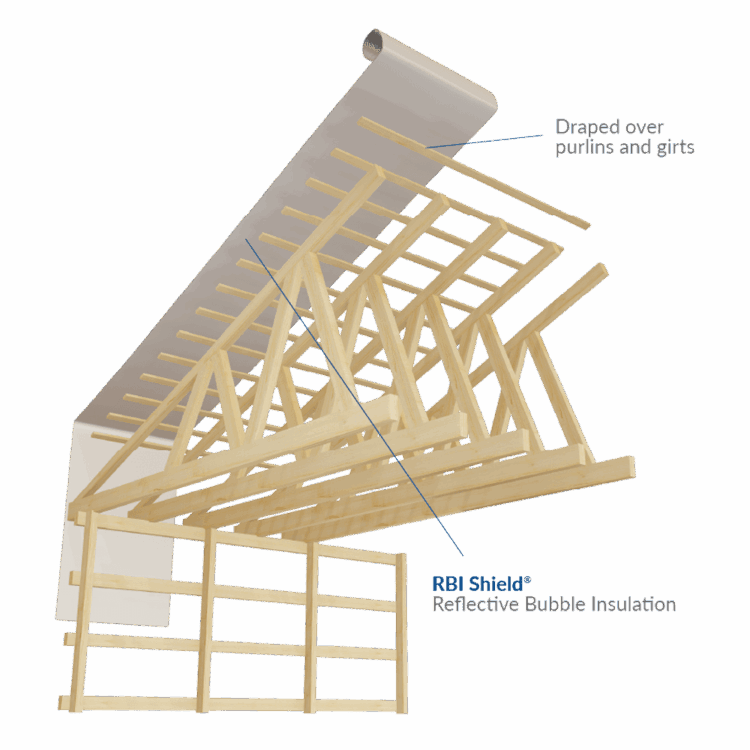 post-frame-reflective-insulation-exploded pole barn insulation exploded assembly view