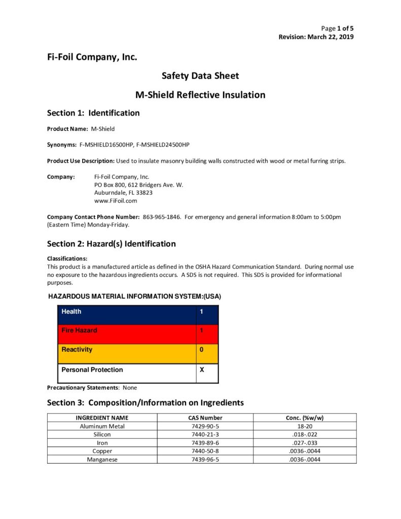 M-Shield® Safety Data Sheet