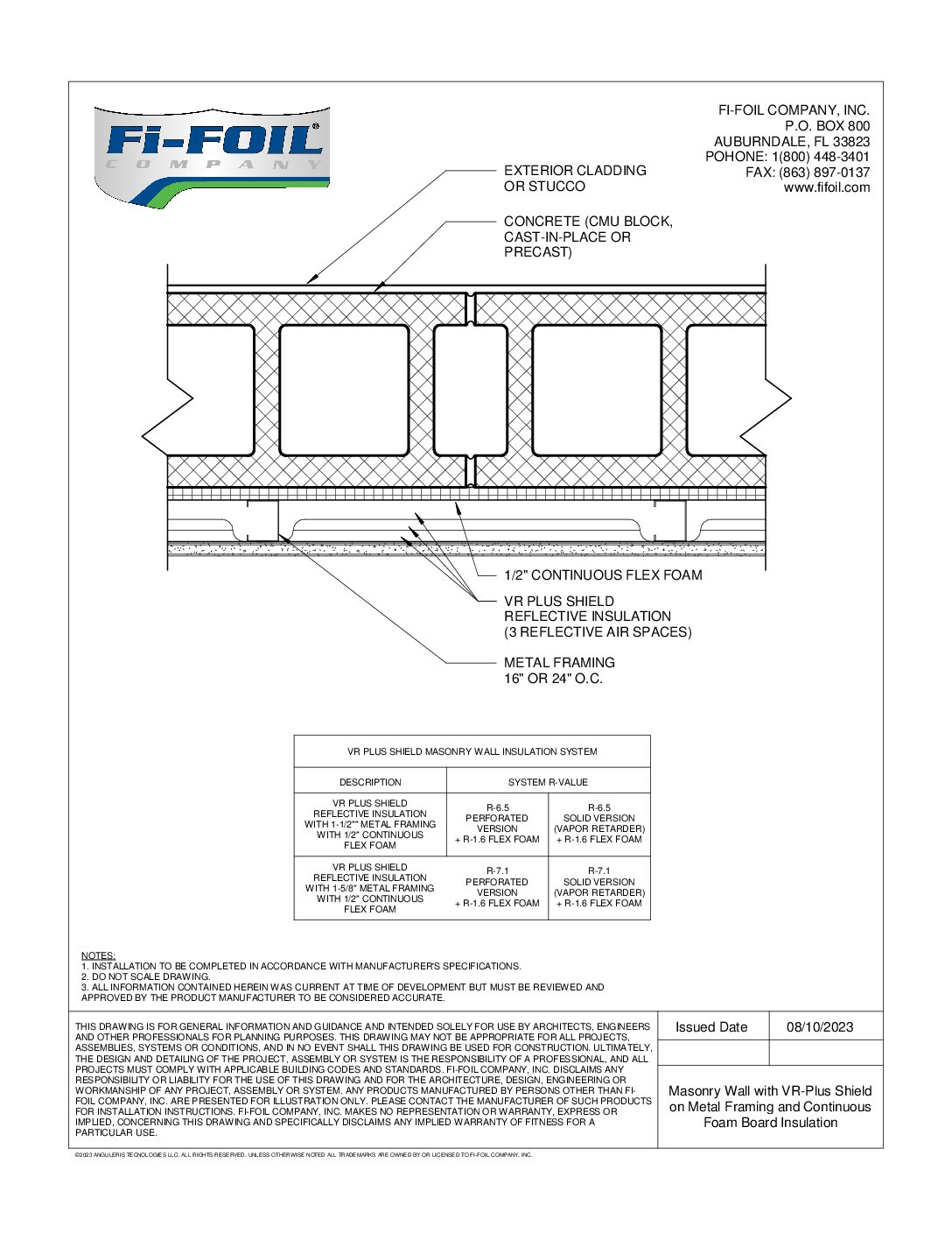 Masonry Wall with VR Plus Shield™ Metal Framing and Continuous Flex Foam Insulation [PDF]