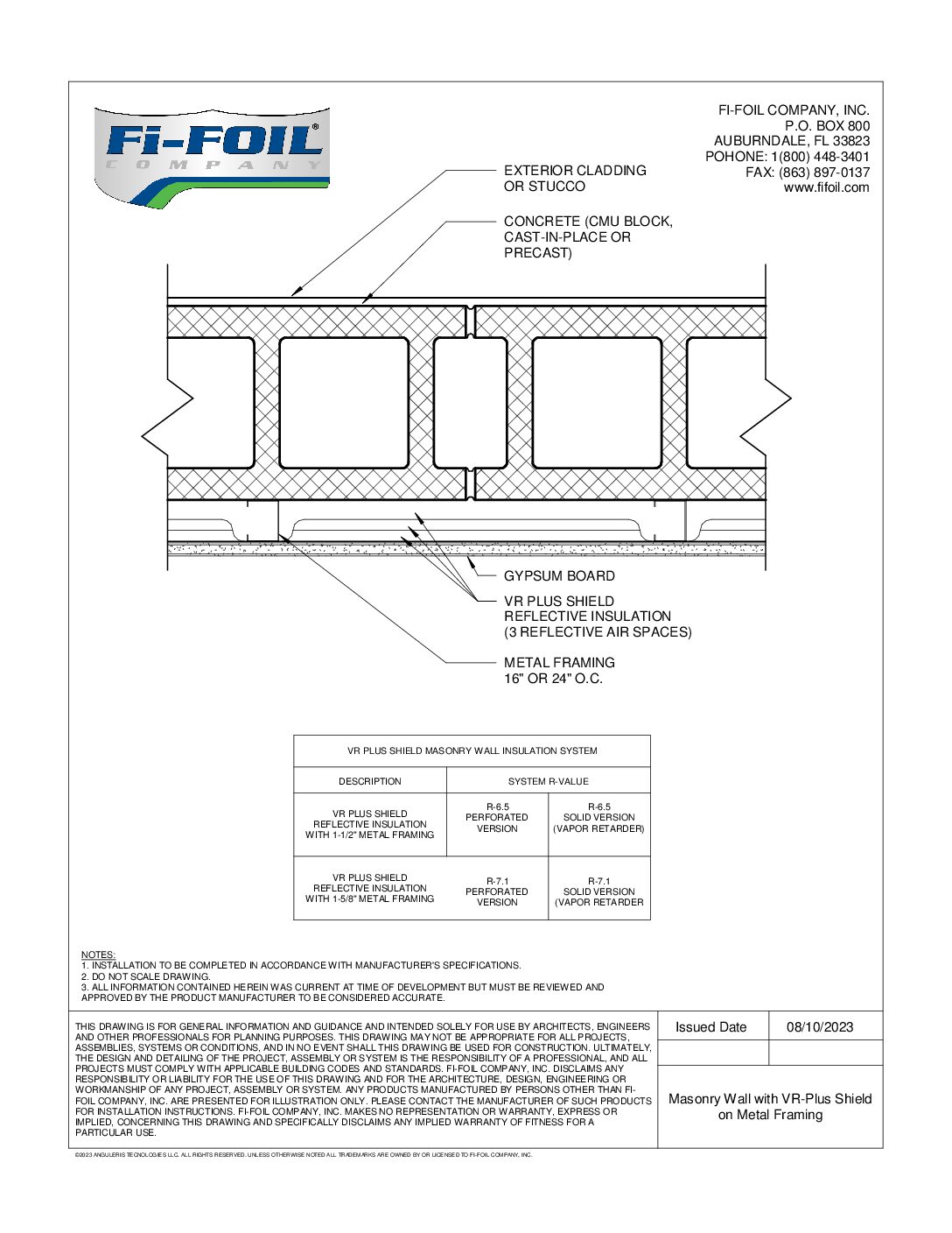Masonry Wall with VR Plus Shield™ Metal Framing [PDF]
