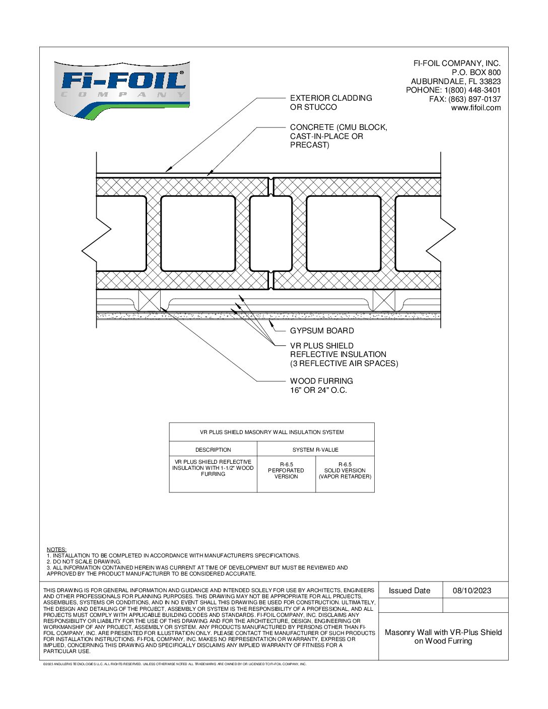 Masonry Wall with VR Plus Shield™ Wood Furring [PDF]