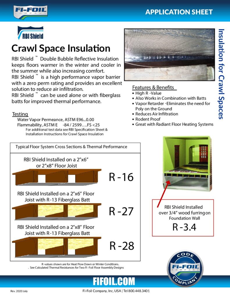 RBI Shield™ Application Sheet – Crawl Space