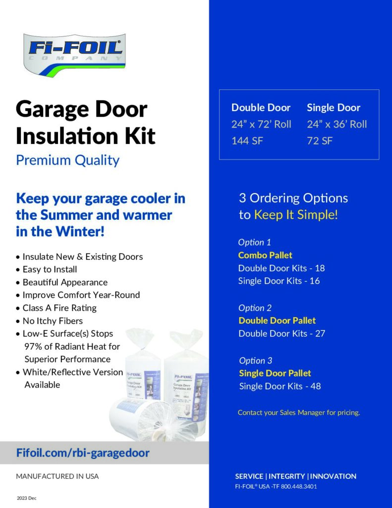 RBI Shield™ Application Sheet – Garage Door Kit
