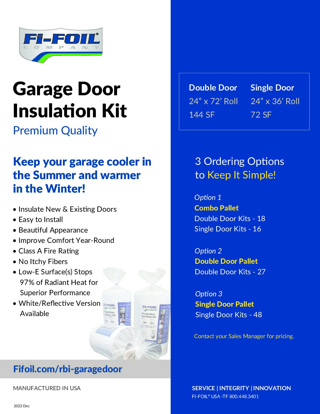 RBI Application Sheet_Garage Door Kit RBI Shield™ Application Sheet – Garage Door Kit
