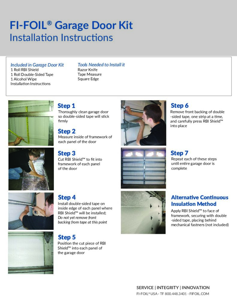 RBI Shield™ Installation Sheet – Garage Door Kit