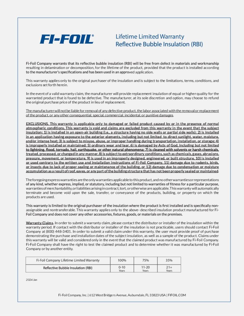 RBI Shield™ HVAC Lifetime Limited Warranty