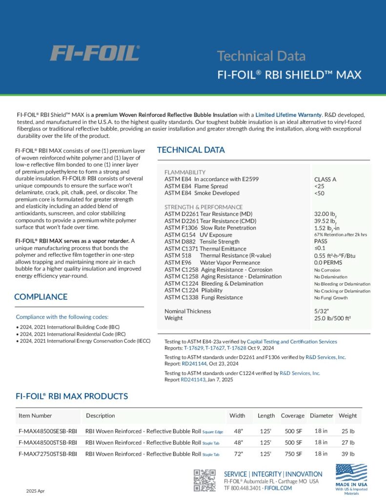 RBI Shield™ MAX Specification Sheet