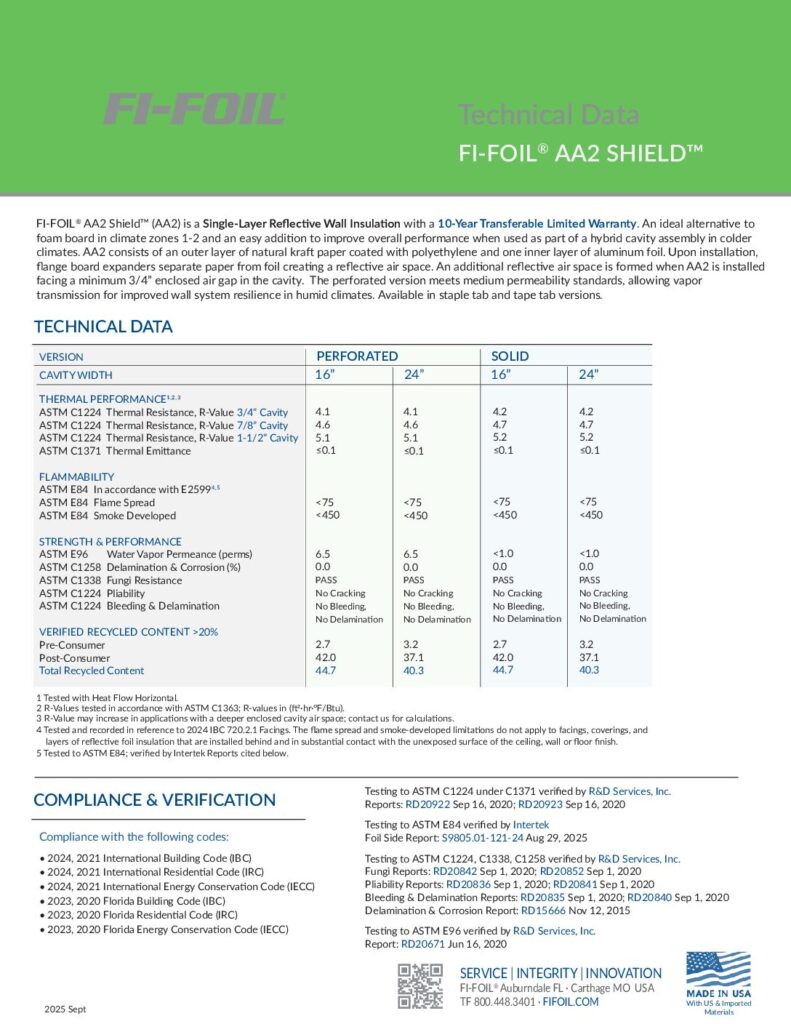 AA2 Shield™ Technical Data Sheet