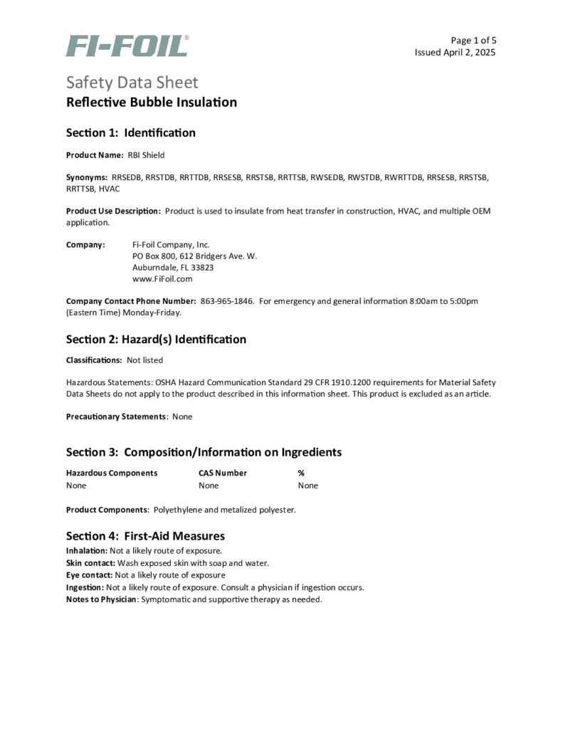 RBI Shield™ Safety Data Sheet