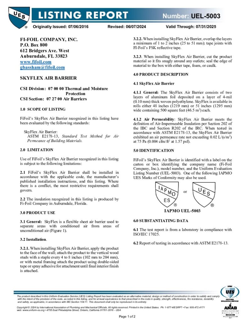 SkyFlex™ IAPMO UEL 5003