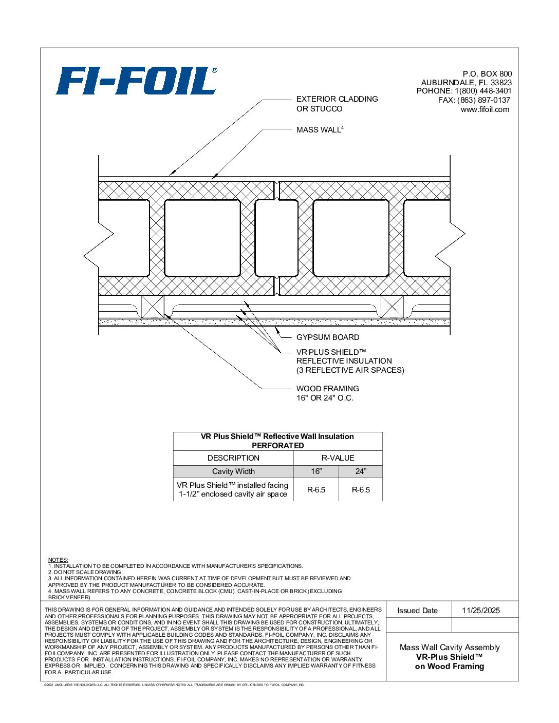 Mass Wall with VR Plus Shield™ on Wood Framing [PDF]