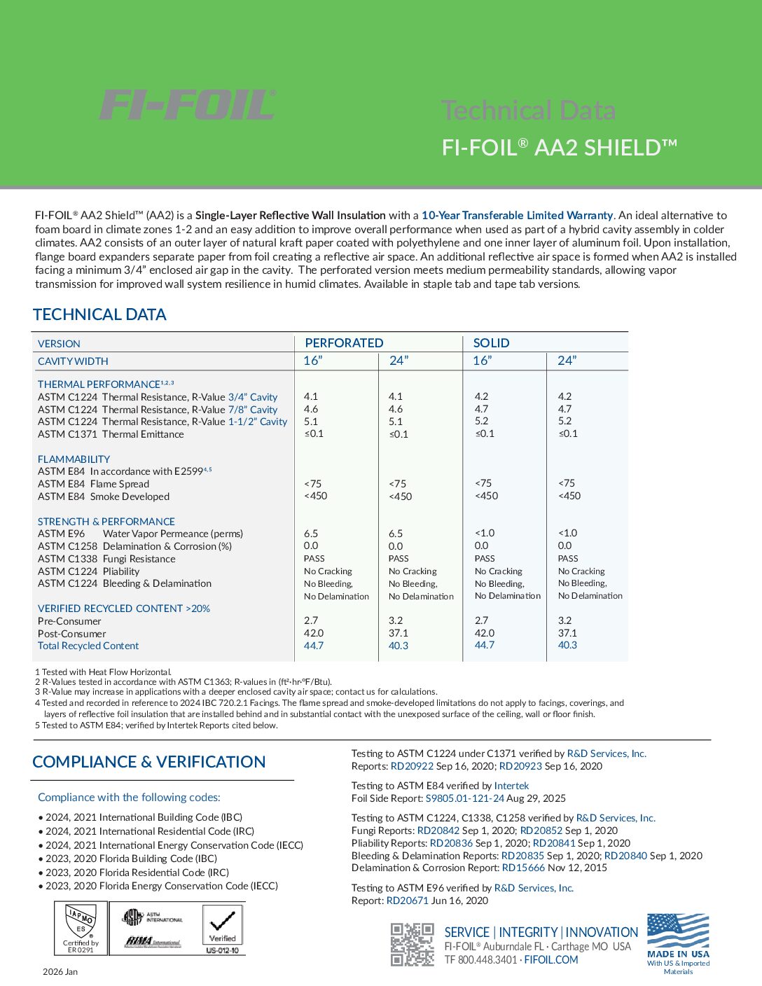 AA2-Technical-Data-Sheet AA2 Shield™ Technical Data Sheet