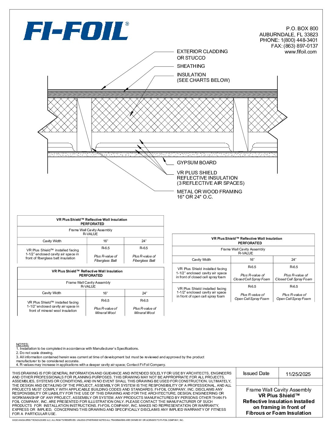 FI-FOIL-Frame-Wall-with-VR-Plus-Shield-and-Fibrous-or-Foam-Insulation-11.25.2025 Frame Wall with VR Plus Shield™ and Fibrous or Foam Insulation