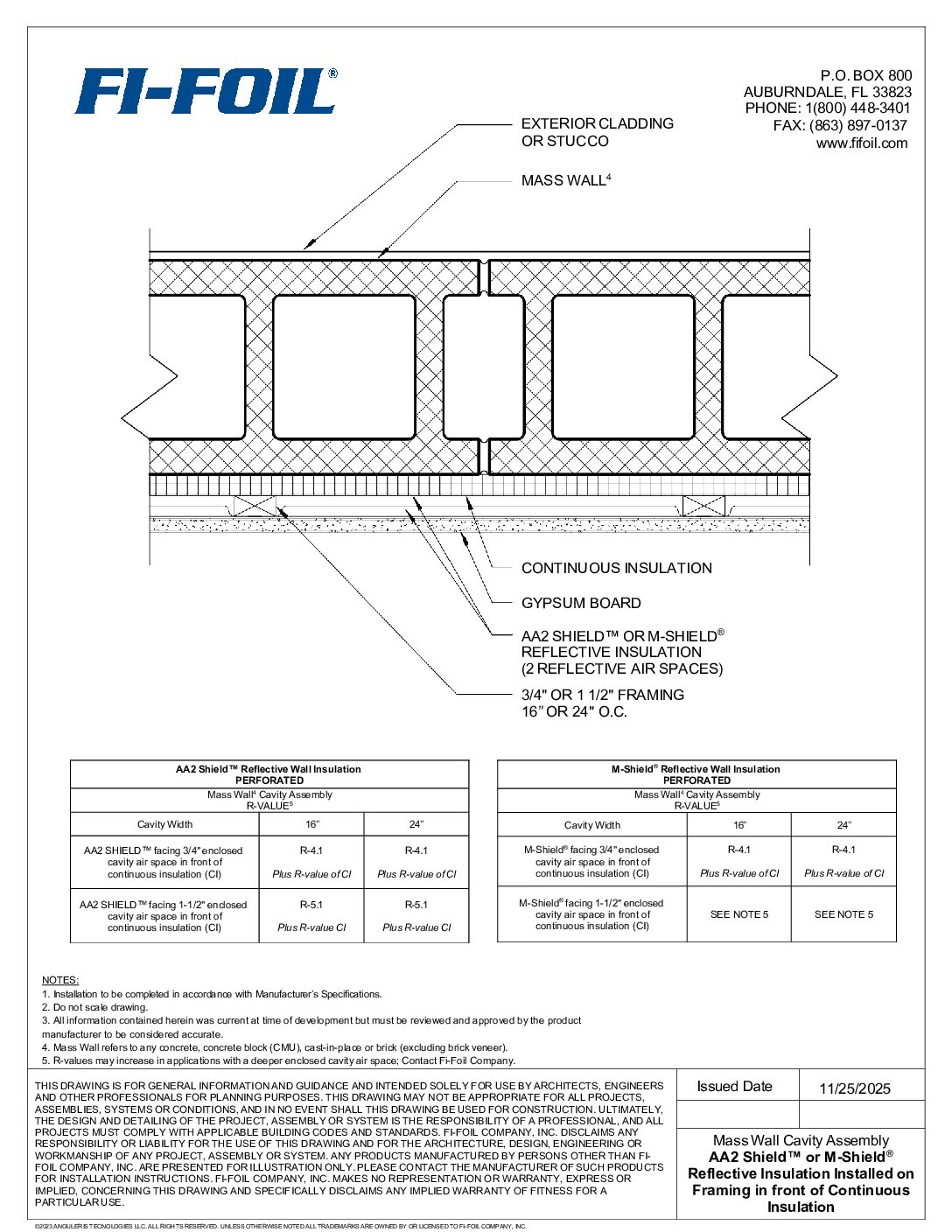 Mass Wall with M-Shield® or AA2 Shield™ and Continuous Insulation [PDF]