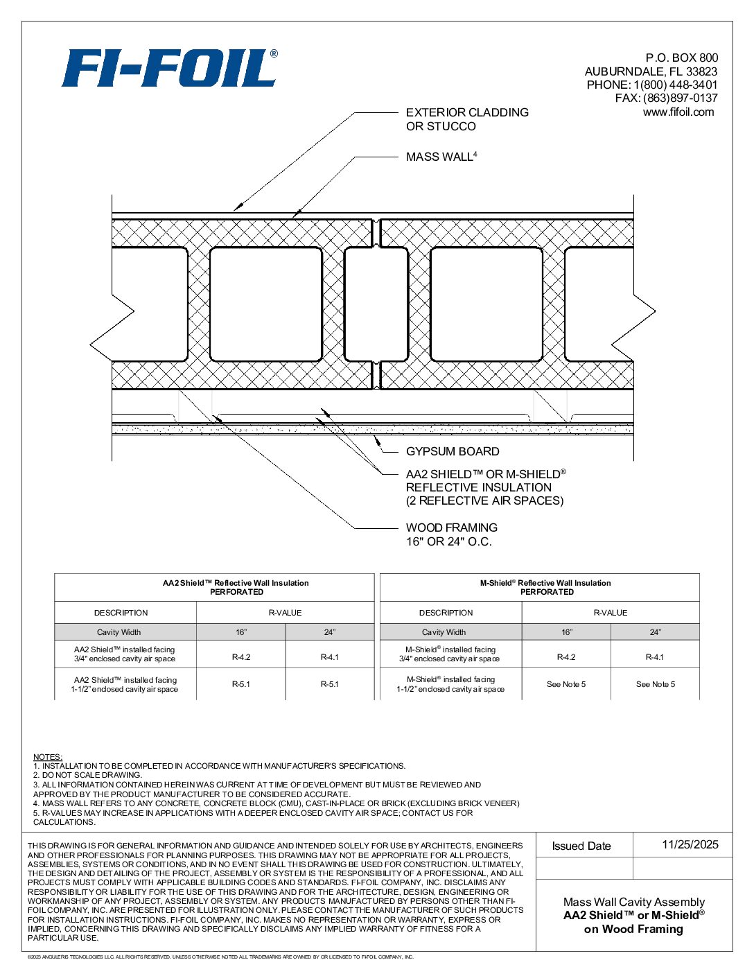Mass Wall with M-Shield® or AA2 Shield™ on Wood Framing [PDF]