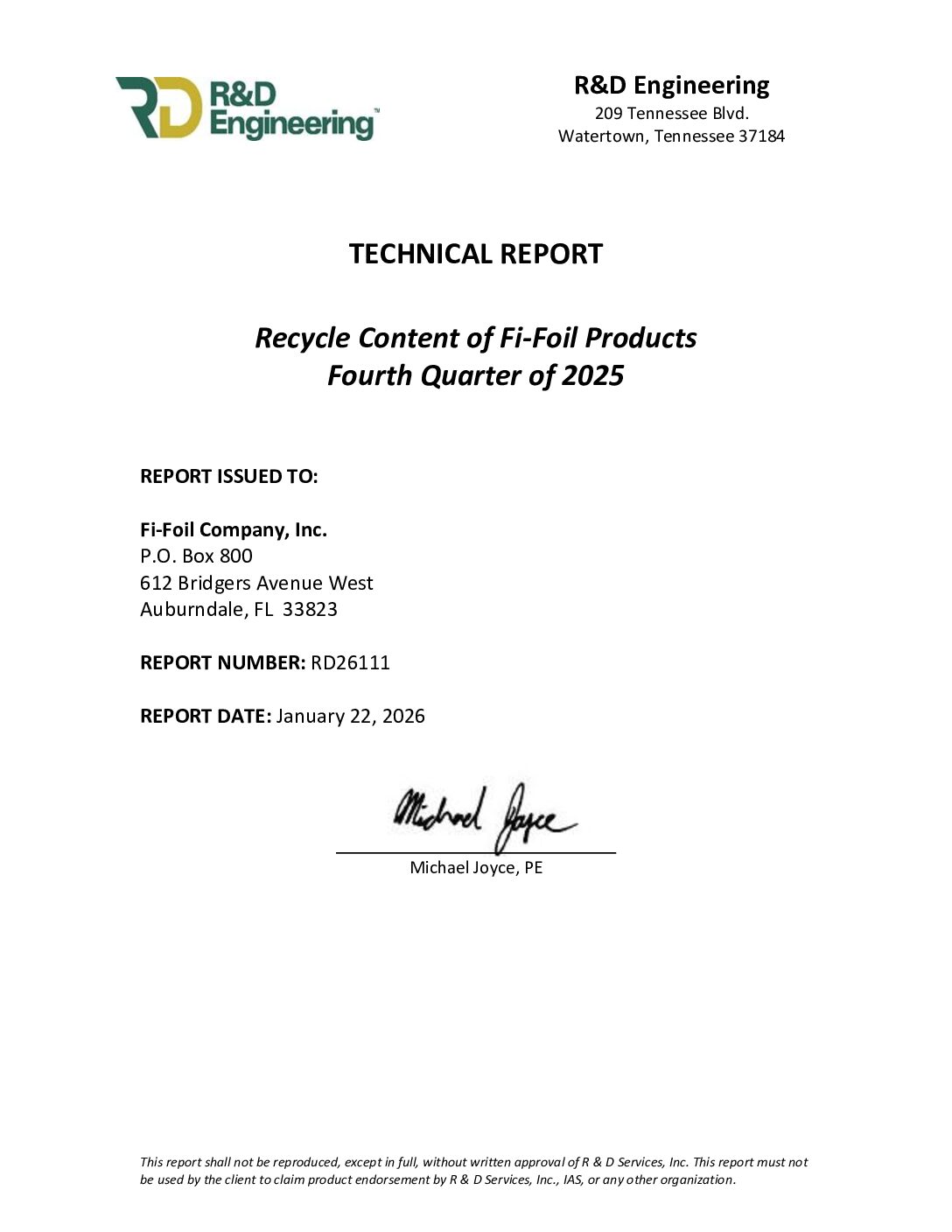 VR-Plus-Recycle-Content-Verification-Report Recycled Content Verification Report